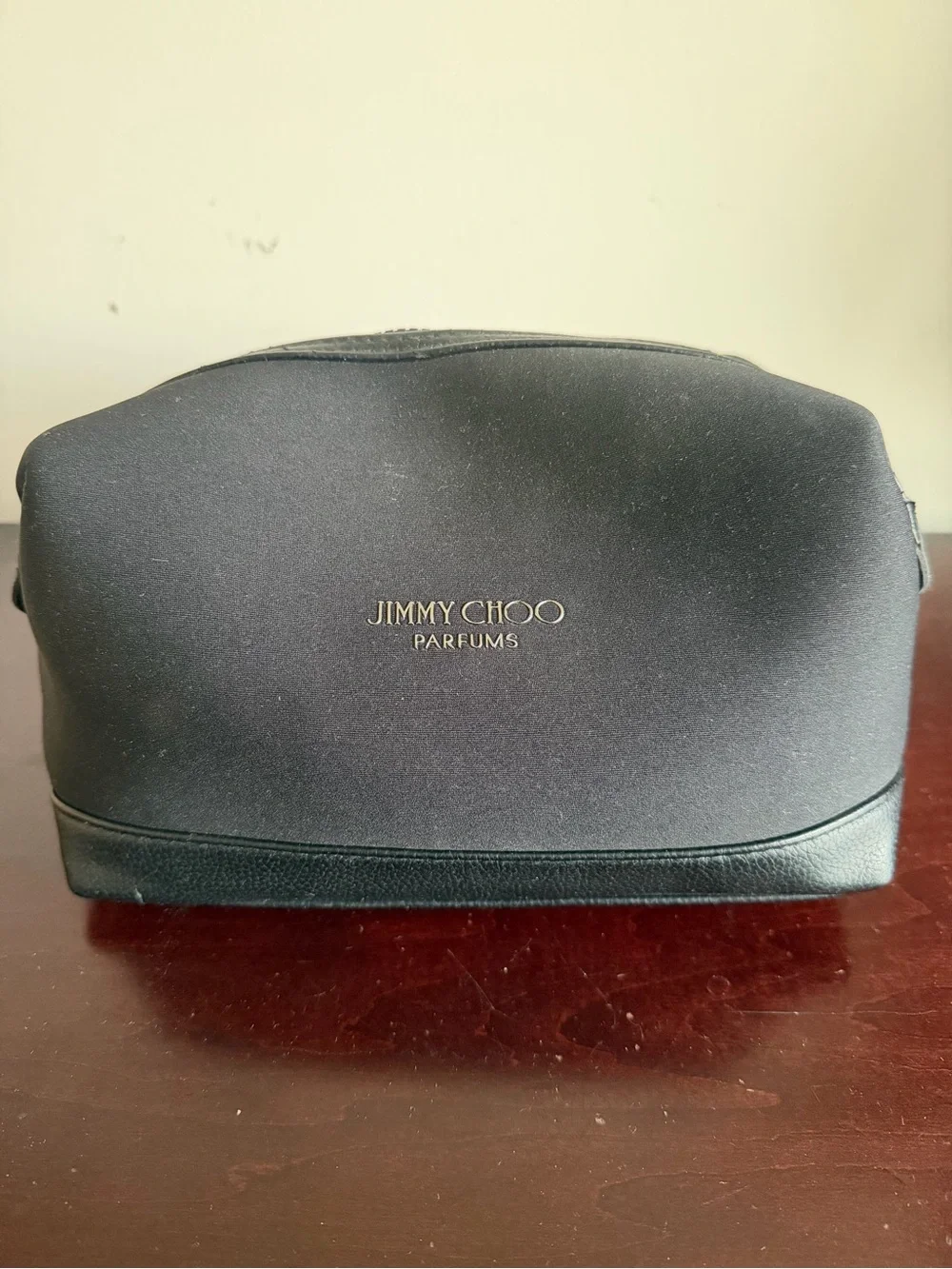 Jimmy Choo Parfums Black Neoprene Cosmetic Bag Travel Toiletry Dopp Kit Unisex